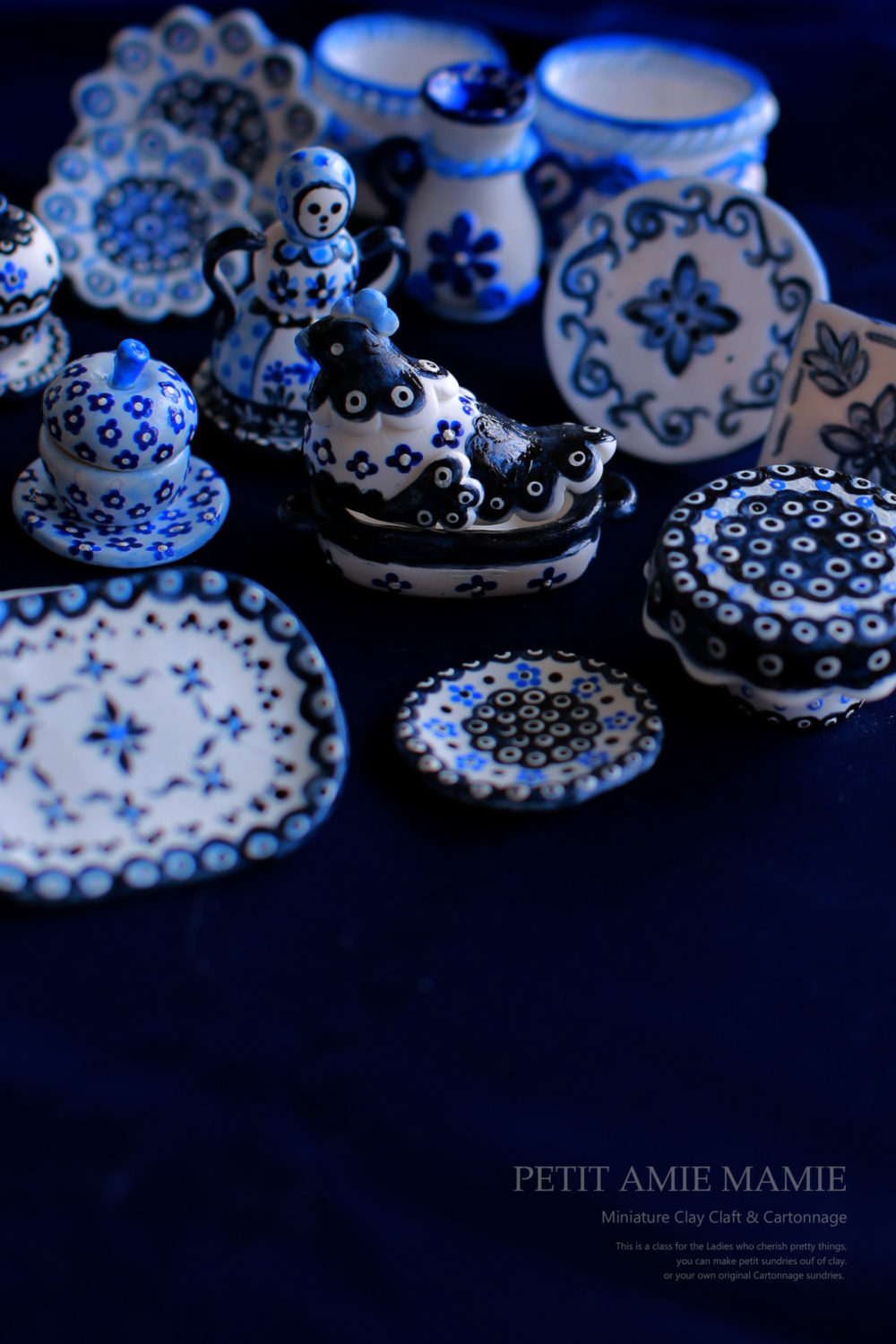 ミニチュアクレイクラフト食器の額　粘土でつくるミニチュア食器